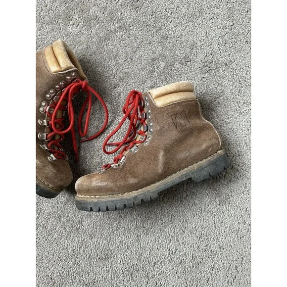 Vintage Mens Tecnica Brown Leather Hiking WorkBoots Made In Italy, Size US 6.5